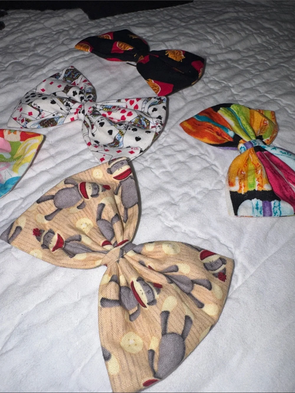 Kids Colorful Fabric Bow Hair Clips - Pack of 6